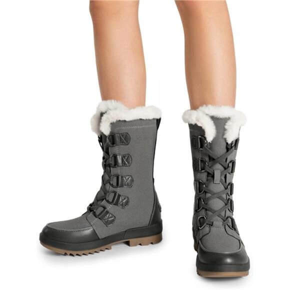 Women's Winter Boots Mid-Calf Boots Faux Fur Lined Lace Up Anti-slip Booties - Picture 6 of 6